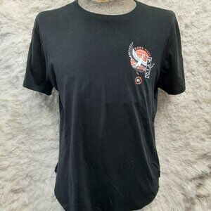 DK Man's Black w/ Japanese Crane Tattoo T-Shirt Size XL